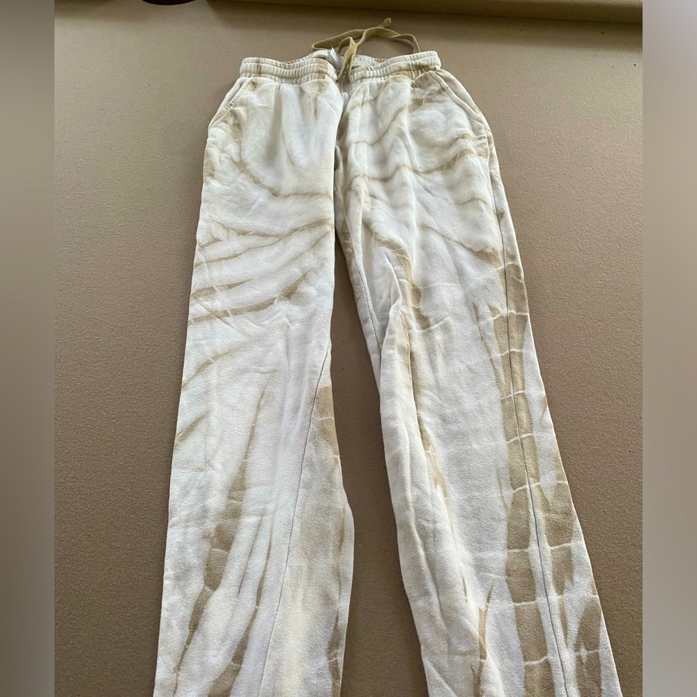 100% Cotton Sweatpants Olive Green & White Tie Dye